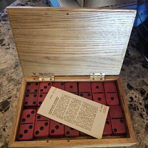 Scorpion Stinger Red & Black Dominos 28 piece Set Wood Box Vintage Gift for Him